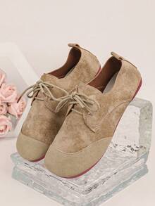 Soft Sole No Blisters | Vintage Mori Style | Versatile Commute | Round Toe Wide Last | Suede Breathable - Camel - View 2