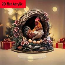 2D Acrylic Creative Chicken Decor, Multifunctional Bohemian Style Desktop Decoration - B - View 3