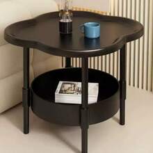 Mesa lateral de plástico minimalista - Gabinete de noche con diseño de trébol ultra estable y duradero - Almacenamiento para sala de estar, estudio y dormitorio - Blanco - Ver 8