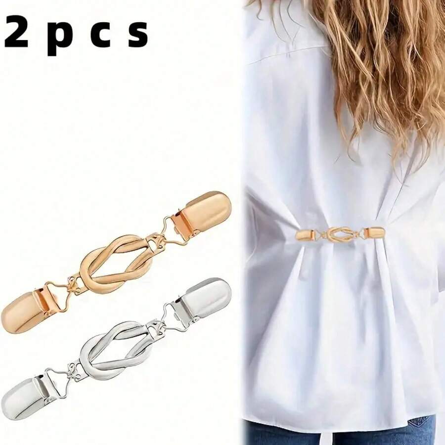 New Vintage Sweater Shawl Clips Flower Patterns Retro Cardigan Collar Dresses Clips Brooch Clips Shirt Clips For Women Girl Gift - 2pcs - View 1