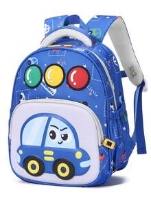 New Cute Cartoon Unisex School Backpack, Lightweight Load-Reducing Student Bag - Light Blue - View 6