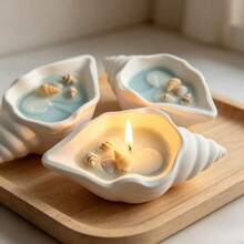 1 Peça Vela Perfumada de Concha de Gesso Artesanal, Vela Decorativa de Concha com Fragrância de Oceano, Adequada para Decoração Doméstica, Quarto, Sala de Estar, Presente Ideal para Amigos e Família - A - Visão 5