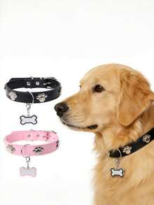 Customizable Dog Collar With Name & Phone Number - Adjustable PU Material Puppy Collar, Suitable For Small, Medium And Large Dogs - Personalized Pet Collar For Identification, Training And Daily Wear - Multicolor - View 3