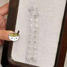 1 Set Of 20 Korean-Style Heart & Pearl Shaped Acupressure Ear Stickers, Decorative Ear Studs With Colorful Rhinestones, Breathable & Durable Acupoint Stimulation Relaxation Device, Easy To Use, No Piercing Required, Christmas Party Gift - Korean Style - View 8
