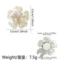 2pcs [Gold/Red/White]Vintage Pearl Flower Cufflink Covers, Zinc Alloy Detachable Button Clips For Shirt Dress, Detachable Sleeve Decorations For Wedding Tux Party, Elegant Women's ,Suitable For Commute, Daily, Vacation, Party, Gift,Wedding - Flowers - View 7