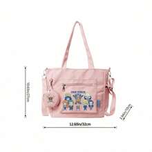 Miniso One Piece Chibi Straw Hat Crew Print Pink Casual Multi-Functional Large Capacity Tote Bag 2 Pieces Set With Detachable Coin Purse, Multi-Way Carry, Ideal For Work, Travel, Shopping And Everyday Use - Pink - View 5
