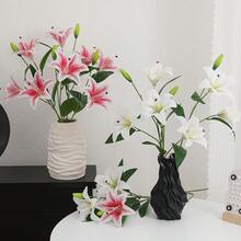 Artificial Lily Flower Bouquet, Faux Flower Arrangement For Home Decor, Living Room, TV Cabinet, Dining Table, Wedding Hall Scene Decoration, Suitable For Mother's Day, Back To School Season, Home Decor And Christmas - Multicolor - View 2