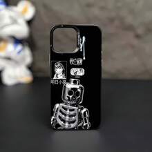 Ropa urbana con esqueleto de Silver  Akebi Komichifunda de teléfono Fundas compatibles con ,Apple,VIVO,OPPO,,, y Honor.Fabricadas en silicona TPU,ofrecen protección contra golpes y caídas. - Negro - Ver 2