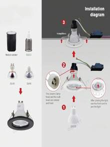 6pcs Recessed Downlight Frame LED Ceiling Fixtures Downlight GU10 MR16 Ceiling Spot Lights Fitting Fixture - 6 Light Brackets + 6 GU10s - View 4