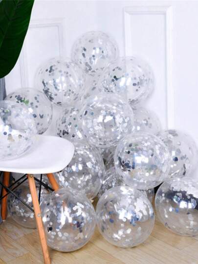 10pcs 12-Inch Gold Confetti Latex Helium Balloons, Transparent Glitter Balloons For Wedding, Birthday Party Decoration