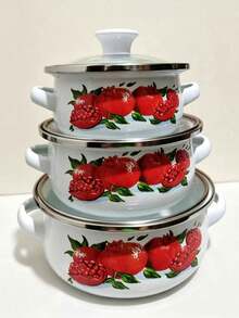 3pcs Multi-Color New Enamel Cookware Set, Including Small Milk Pot, Noodle Pot, Soup Pot, Suitable For Children's Food, Induction & Gas Stove, Household Mini Enamel Pot Set - View 8