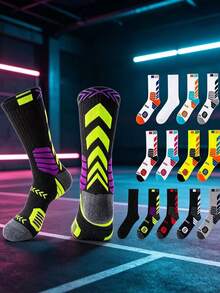 13pairs Men's Anti-Slip Basketball Crew Socks, Cushioned Performance Sports Socks For Running & Training - Multicolor - View 22