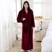 Áo choàng tắm cỡ lớn bằng vải flannel, dày dặn và dài hơn, kiểu dáng thường ngày, có túi, siêu mềm, thấm hút tốt, nhanh khô, chắn gió và giữ ấm, thích hợp cho mùa đông, dành cho cả nam và nữ. - Nhiều màu -XXL - Xem 3