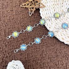 1pc Embellished Gemstone Carved Metal Waist Chain, Suitable For Dresses And Skirts, Bohemian Style - Yellow - View 6