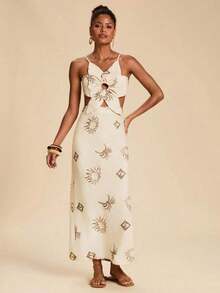 Women Midi Dresses - Apricot - View 4
