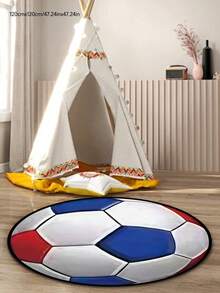 1pc Circular Cartoon Pattern Rug, Sports Themed Carpet, Home Decor Rug, Bedroom Decor, Small Rug, Carpet, Children's Room Decor, Home Decor, Living Room Carpet, Small Living Room Rug, Bedroom Rug, Children's Rug, Living Room Home Decor, Outdoor Rug, Washable Rug - Multicolor - View 5