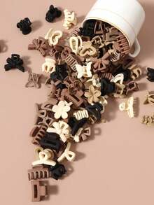 10/20/30pcs/Set Women Hair Clips, Multi-Color Options, Coffee Color, 2.5cm, Suitable For Buns, Bangs, Ponytails (Color And Style Random) Summer Hair Accessories Beach Claw Clips - Multicolor - View 3