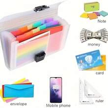1pc 13-Pocket Expanding Accordion File Organizer - A6 Compact Plastic Wallet With Secure Pocket Closure, Portable Expandable Folder Suitable For Cards, Coupons, Receipts, Tax Documents - Ideal For Home Office, Travel & -The- Organization - A6 - View 7