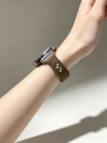 1件女款超纖皮革智慧手錶錶帶，兼容18mm/20mm/22mm，適用Galaxy Watch 8/7/6/5/4 (40mm, 44mm)，快拆彈簧銷，免工具安裝，穿戴方便，雙針扣錶帶，兼容 Watch GT6/5/4/3/Pro (46mm)，適用錶接口寬度18mm/20mm/22mm智慧手錶錶帶配件 - 咖啡棕 - 查看 2