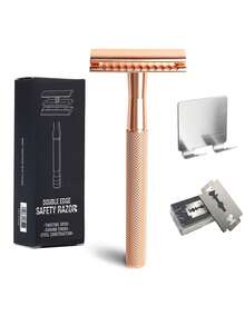 1 Set Navaja de afeitar vintage con cuchillas de doble filo, kit de afeitado manual tradicional para hombres y mujeres - Ver 15
