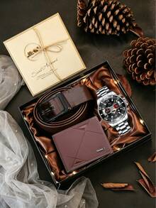 5pcs/Set Luxury Business Style Men's Gift Set, Including Belt, Wallet, Watch, Card Holder, Multiple Styles Available, Suitable For Daily, Birthday, Anniversary, Father's Day, Valentine's Day, Christmas, Graduation Gifts - 5PCS Gift Set - View 18