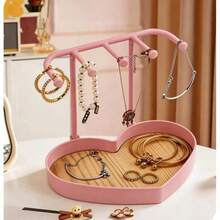1pc Heart-Shaped Jewelry Organizer Rack, Luxury Multifunctional Jewelry Display Stand With Hooks For Necklaces, Bracelets, Earrings, Rings, Watches, Ideal For Bedroom Dresser, Entryway, Dorm Room, Thoughtful Gift - A - View 6