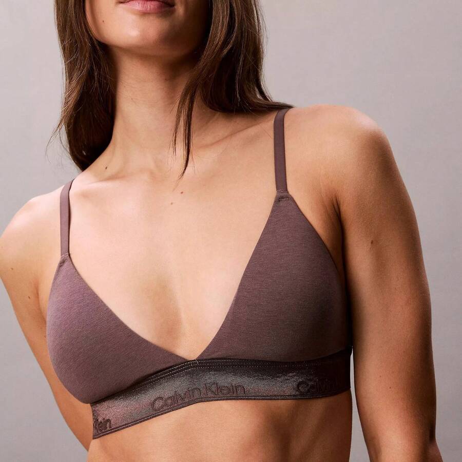 Calvin Klein Icon Cotton Modal Metallic Lightly Lined Triangle Bralette QF8825 Underwear Women Bras + Bralettes - màu đen - Xem 1