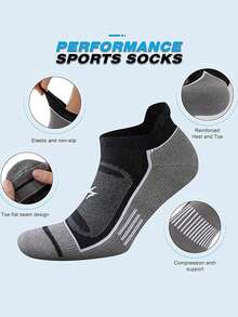 2/5/10 Pairs Men's Running Sports Ankle Socks, Mesh Breathable Moisture Wicking - Multicolor - View 3