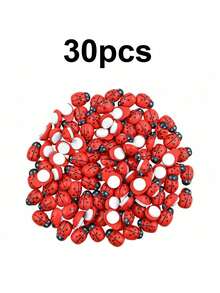 5/30/50/100/200pcs Realistic Red Wooden Ladybugs - Adhesive Decor, Plant Decoration, Flower Pot Fun Ladybug Decor, Suitable For DIY Crafts, Card Making, Mini Landscapes, Parties, Home Garden Decor, Flat Wooden Ladybug Decor, Perfect For Room Decoration - Multicolor - View 14