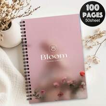 1 pieza Cuaderno tamaño A5, con patrón floral dibujado a mano, bloc de notas artístico, cuaderno creativo para estudiantes/oficina, escritura suave, portátil - flores de colores - Ver 8