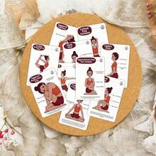 36 piezas Tarjetas portátiles de enseñanza de posturas de yoga de dibujos animados: Guía básica de posturas de yoga para principiantes - Multicolor - Ver 2