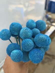 10/20入 人造莖黃色球花花頭，大直徑約1.5英吋，適用家居裝飾、拍照道具、DIY婚禮裝飾 - 藍色 - 查看 6