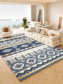 1 pieza Alfombra de gran tamaño estilo bohemio, nueva alfombra de interior lavable de falso lana, alfombra para sala de estar, alfombra para sofá, alfombra para dormitorio, alfombrilla antideslizante para mesita de noche, alfombra para piso de habitación, alfombra para comedor y cocina, almohadilla para silla de oficina, felpudo de entrada, manta de picnic al aire libre, esterilla para acampar - Multicolor-1 - Ver 11