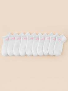 10 Pairs Women's Solid Color Ankle Socks - Multicolor - View 4