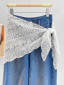 1pc Women's New Lace Layered Triangle Waist Skirt Scarf Hip Cover Apron Skirt - Multicolor - View 10