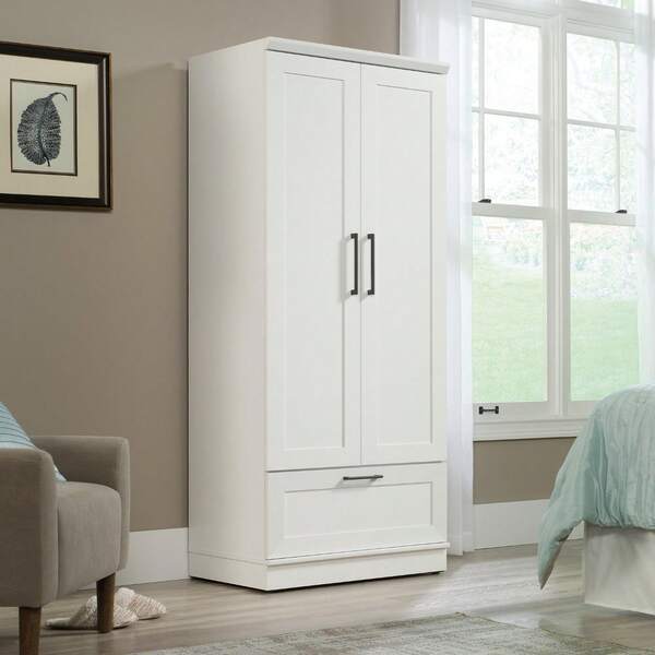 HomePlus Wardrobe Storage Cabinet Sauder 411802 Sienna Oak Finish Tall Large Storage Cabinet L 2898 W 2095 H 7118 Inches Freestanding Clothes Organizer For Home Bedroom Living Room Kitchen Pantry Entryway Hallway Dorm Room Office Space Saving Ample Storage Capacity Hold Seasonal Clothes Coats Dresses Sweaters Pants Shirts Linens Towels Toiletries Cleaning Supplies Kitchenware Snacks Non perishable Food Books Electronic Devices Office Stationery Craft Supplies Decorative Objects Smooth Sienna Oak Finish Easy To Clean Scratch resistant Surface Stable Structure Easy To Assemble Fits Multiple Home Decor Aesthetic Versatile Multi use Storage Furniture For All Kinds Of Residential And Commercial Spaces