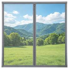 Màn chống muỗi không cần khoan, lưới cửa sổ dễ lắp đặt, lưới chống côn trùng. - Lưới màu xám với viền và khóa kéo màu xám - Xem 1