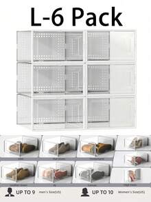 12 Pack Large Shoe Storage Organizer For Closet, Modular Space Saving Shoe Boxes Clear Plastic Stackable Containers Display Case Bins With Lids, Shoe Rack For Sneaker Storage - L-white (Thickened) - View 15