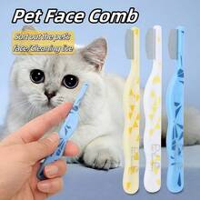 1 pièce Brosse de toilettage pour animaux de compagnie | Design à pointe ronde, convient pour le nettoyage du visage et le brossage des poils des chats et des chiens, facile à nettoyer - élimine sans effort les taches de larmes et la saleté - Voir 1