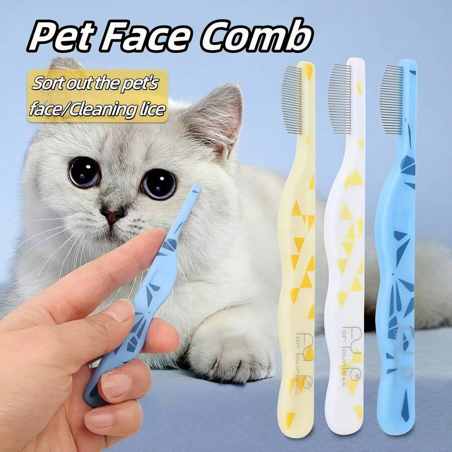 1 pièce Brosse de toilettage pour animaux de compagnie | Design à pointe ronde, convient pour le nettoyage du visage et le brossage des poils des chats et des chiens, facile à nettoyer - élimine sans effort les taches de larmes et la saleté - Voir 1