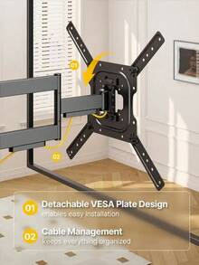 MonTek Full Motion TV Wall Mount 13–95 Inch Flat & Curved TVs And Monitors, Swivel & Tilt Articulating Bracket, VESA 400x400mm, Holds Up To 110 Lbs, Center Design Adjustable Black - Cần dài 37 inch - Xem 11