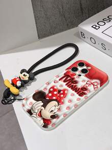 This Disney Mickey Mouse Lanyard Phone Case Is Fully Covered In TPU Material. It's Shockproof, Lightweight, And Compatible With IPhone17/16/11/13/15/15 Plus/15 Pro/15 Pro Max/12/14 Pro Max/11 Pro Max/12 Pro/12 Pro Max/13. This Phone Case Makes A Popular Birthday Gift Or Business Gift; It's Durable, Stain- And Fingerprint Resistant, And Suitable For Both Men And Women. The Set Also Includes A Mickey Mouse Phone Case And A Mickey Mouse Plush Bracelet. It's A Perfect Gift For Friends And Family. This Stylish Phone Case Is Fun, Lightweight, And Durable. IPhone17 Pro Max Phone Case, Minnie Mouse Phone Case. - trắng - Xem 6