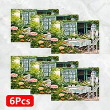 1件/4件/6件 春季花園圖案亞麻餐墊，適用於餐桌，四季裝飾，現代可水洗桌墊，房間裝飾，杯墊，廚房用餐墊，室內外派對裝飾，家居裝飾，理想禮物 - 彩色 - 查看 12