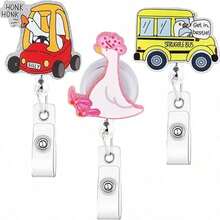 1pc Cute Goose Retractable Badge Reel With Alligator Clip, Suitable For Nurses, Doctors, Office Workers, Social Workers - Multicolor - View 6