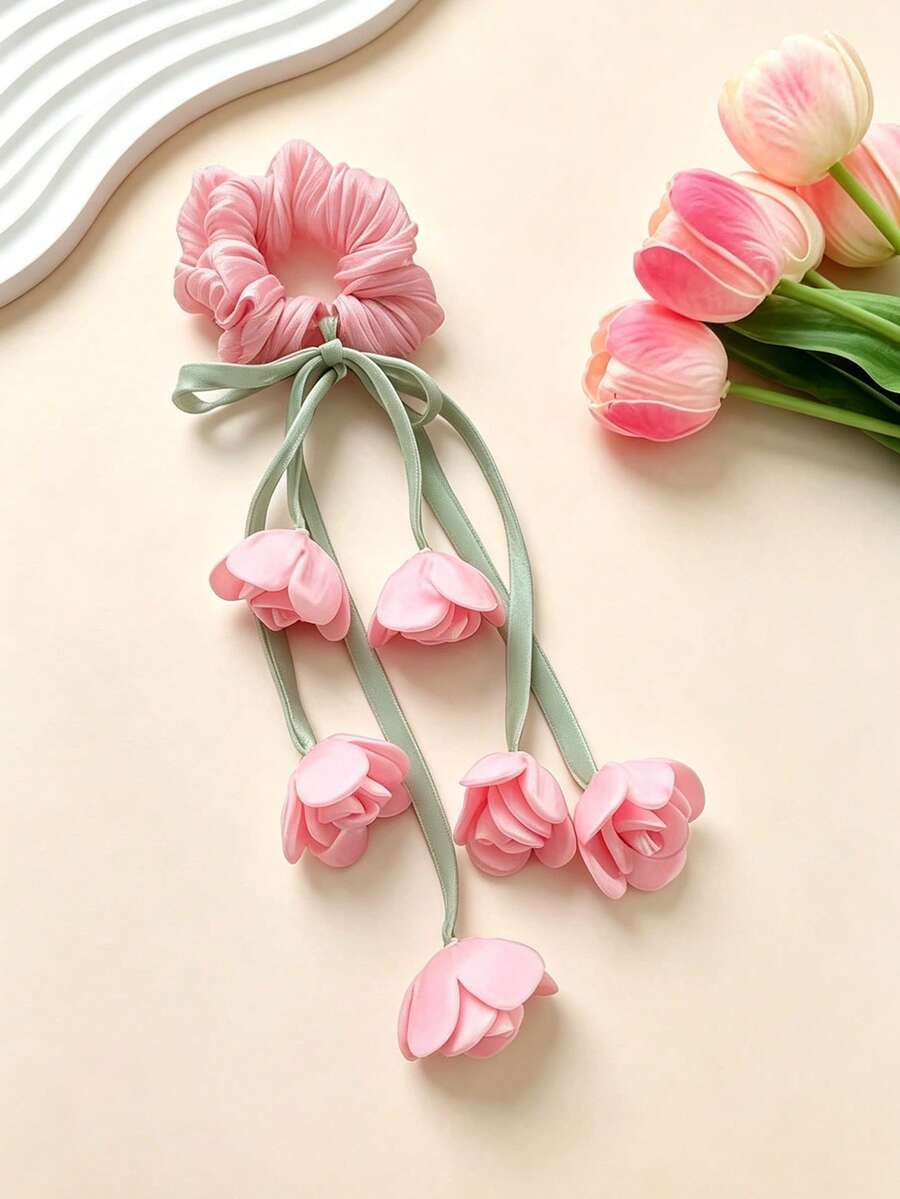 1. Băng đô hoa tulip ngọt ngào và siêu dễ thương dành cho bé gái, dùng để buộc tóc đuôi ngựa hàng ngày, băng đô cài tóc, dây da, phụ kiện tóc thời trang. - Nhiều màu - Xem 1