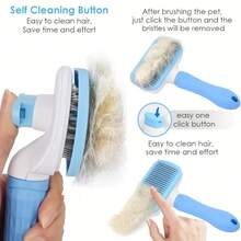 Self-Cleaning Pet Grooming Brush - Curved Needle Design, One-Click Hair Removal For Cats And Dogs - Multicolor - View 11