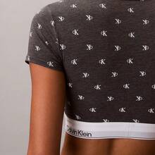 Calvin Klein Calvinklein Icon Cotton Modal Lightly Lined T-Shirt Bralette Underwear  Women  Bras + Bralettes QF8495 - Diamond Logo / Charcoal Heather / White - 查看 5