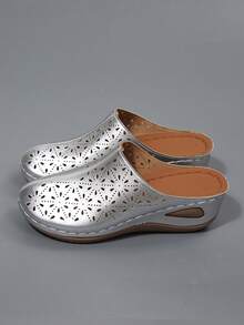 Hollow Out Wedge Sandals, Comfortable To Wear, Suitable For Long-Term Wear Like Work And Shopping - Silver Gold - View 8