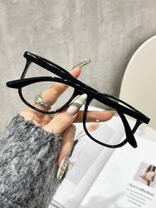 3pcs/1pc Women's Leopard Print Bohemian Style TR Material Square Oversized Transparent Glasses, Suitable For All Seasons - Transparent - View 4