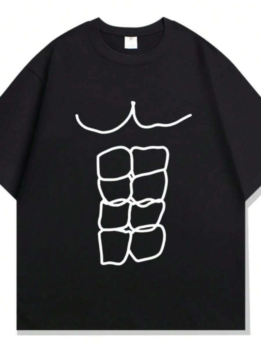 Women's T-Shirts Funny Fitness Abs Printed T Shirts Graphic T Shirts High Quality Men's And Women's Short Sleeved T Shirts Men's Sportswear Tops - 黑色 - 查看 1